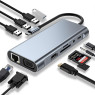 USB C HUB, USB C Adapter 11 in 1 Dongle with 4K HDMI, VGA, Type C PD, USB3.0, RJ45 Ethernet, SD/TF Card Reader, 3.5mm AUX, Docking Station Compatible with MacBook Pro/Air, Other Type C Laptops - HT02